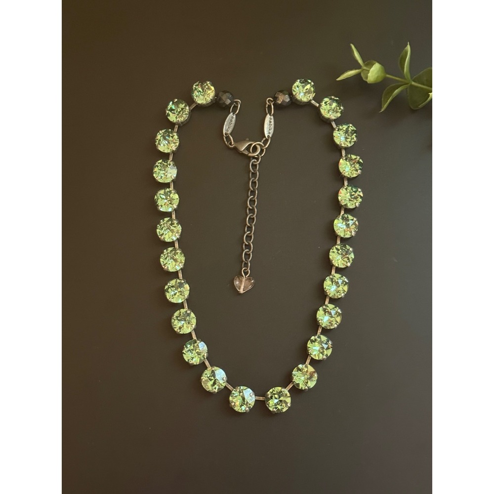 Sabika Green Crystal Riviere Necklace Gunmetal Adjustable 15-18 Inch - Picture 7 of 11